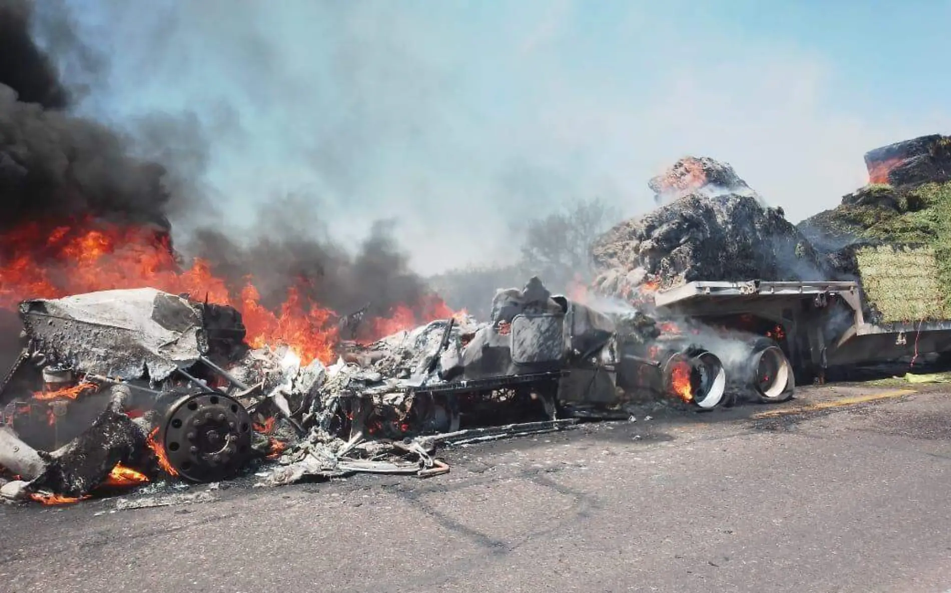 Arde camión en carretera 6